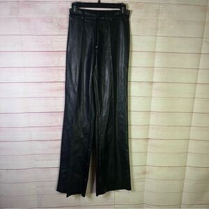 Boa Black Because Of Alice Wide Leg High Waisted Faux‎ Leather Pants Size XS